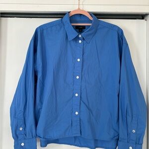 J. Crew cropped blue button up collared shirt 10